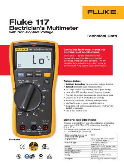 Fluke117: ดิจิตอลมัลติมิเตอร์ สำหรับช่างเทคนิคงานบริการด้านไฟฟ้า