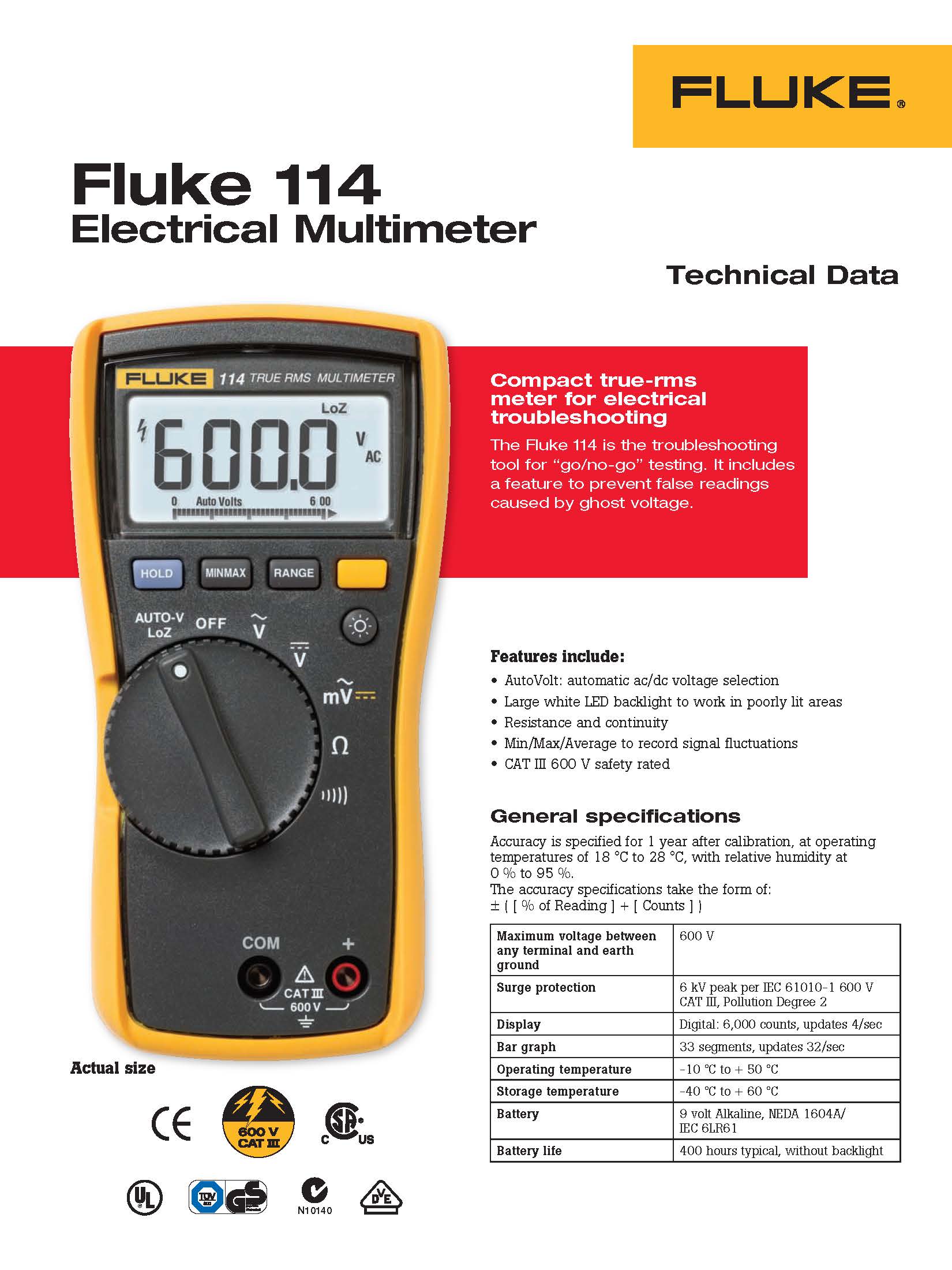 Fluke 114: ดิจิตอลมัลติมิเตอร์ สำหรับงานไฟฟ้าพื้นฐาน